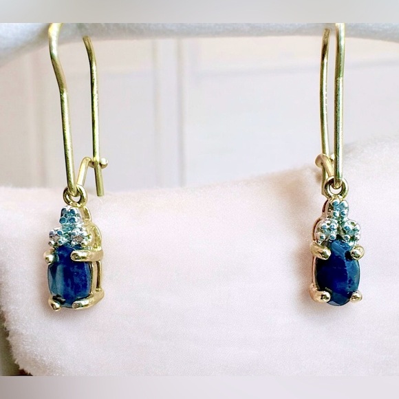 Ross-Simons | Sapphire & Diamond Gold Vermeil Earrings - Picture 3 of 13